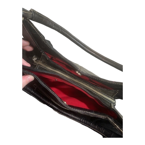 Y2k Jones New York Black Leather Gator Clutch Purse With Multiple Pockets - Picture 8 of 9